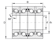 推力角接觸球軸承 ZKLN3572-2RS-2AP, 配對(duì)，雙向，兩側(cè)唇密封