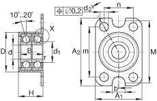 角接觸球軸承單元 ZKLR0624-2Z, 雙向，螺釘安裝，兩側(cè)間隙密封