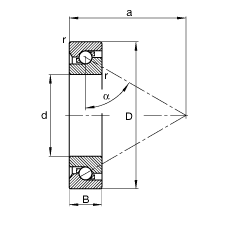 推力角接觸球軸承 BSB025062-T, 單向，接觸角 α = 60°，限制公差