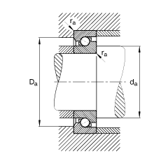 推力角接觸球軸承 BSB025062-T, 單向，接觸角 α = 60°，限制公差
