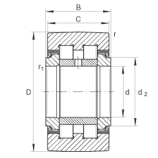 支撐型滾輪 PWTR17-2RS, 滿裝滾子，軸向引導(dǎo)，兩側(cè)唇密封