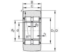 支撐型滾輪 NNTR55X140X70-2ZL, 滿裝滾子，軸向引導(dǎo)，兩側(cè)唇密封