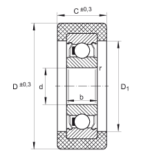 滾輪 KLRZ10X30X10-2Z, 帶塑料箍，兩側(cè)密封
