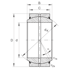 關(guān)節(jié)軸承 GE70-DO-2RS, 根據(jù) DIN ISO 12 240-1 標(biāo)準(zhǔn), 需維護(hù)，兩側(cè)唇密封