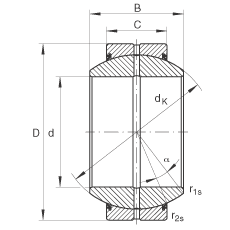 關(guān)節(jié)軸承 GE35-FO-2RS, 根據(jù) DIN ISO 12 240-1 標(biāo)準(zhǔn), 需維護(hù)，兩側(cè)唇密封