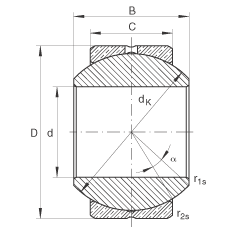 關(guān)節(jié)軸承 GE6-PB, 根據(jù) DIN ISO 12 240-1 標(biāo)準(zhǔn)，尺寸系列 K，需維護(hù)