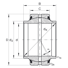 關節(jié)軸承 GE70-HO-2RS, 根據(jù) DIN ISO 12 240-1 標準, 需維護，兩側唇密封