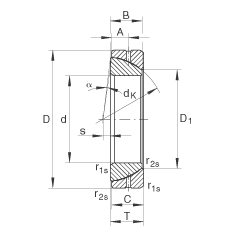 角接觸關(guān)節(jié)軸承 GE70-SX, 根據(jù) DIN ISO 12 240-2 標(biāo)準(zhǔn)，需維護(hù)