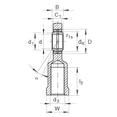 桿端軸承 GIL45-DO-2RS, 根據(jù) DIN ISO 12 240-4 標(biāo)準(zhǔn)，帶左旋內(nèi)螺紋，需維護(hù)，兩側(cè)唇密封