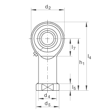桿端軸承 GIKL14-PB, 根據(jù) DIN ISO 12 240-4 標(biāo)準(zhǔn)，帶左旋內(nèi)螺紋，需維護(hù)