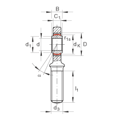桿端軸承 GAL70-UK-2RS, 根據(jù) DIN ISO 12 240-4 標(biāo)準(zhǔn)，帶左旋外螺紋，免維護(hù)，兩側(cè)唇密封
