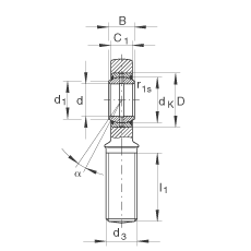 桿端軸承 GAL60-DO-2RS, 根據(jù) DIN ISO 12 240-4 標準，帶左旋外螺紋，需維護，兩側唇密封