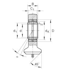 液壓桿端軸承 GK70-DO, 根據(jù) DIN ISO 12 240 標(biāo)準(zhǔn)，帶焊接面，需維護(hù)