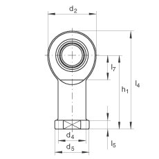 桿端軸承 GIR35-UK-2RS, 根據 DIN ISO 12 240-4 標準，帶右旋內螺紋，免維護，兩側唇密封