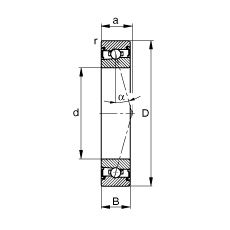 主軸軸承 HSS7020-C-T-P4S, 調(diào)節(jié)，成對安裝，接觸角 α = 15°，兩側唇密封，非接觸，加嚴公差