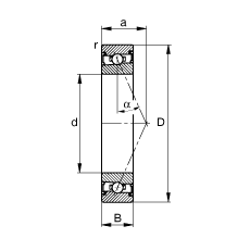 主軸軸承 HSS7014-E-T-P4S, 調(diào)節(jié)，成對安裝，接觸角 α = 25°，兩側(cè)唇密封，非接觸，限制公差