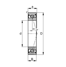 主軸軸承 HCS71903-C-T-P4S, 調(diào)節(jié)，成對安裝，接觸角 α = 15°，兩側(cè)唇密封，非接觸，限制公差