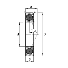 主軸軸承 HCB7018-E-T-P4S, 調(diào)節(jié)，成對或單元安裝，接觸角 α = 25°，陶瓷球，限制公差