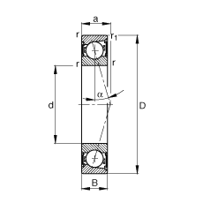 主軸軸承 B71924-C-2RSD-T-P4S, 調(diào)節(jié)，成對安裝，接觸角 α = 15°，兩側(cè)唇密封，非接觸，加嚴(yán)公差