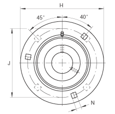 軸承座單元 GRRY30-VA, 帶三個(gè)/四個(gè)螺栓孔的法蘭的軸承座單元，沖壓鋼板，內(nèi)圈帶平頭螺釘，R 型密封， 耐腐蝕保護(hù)